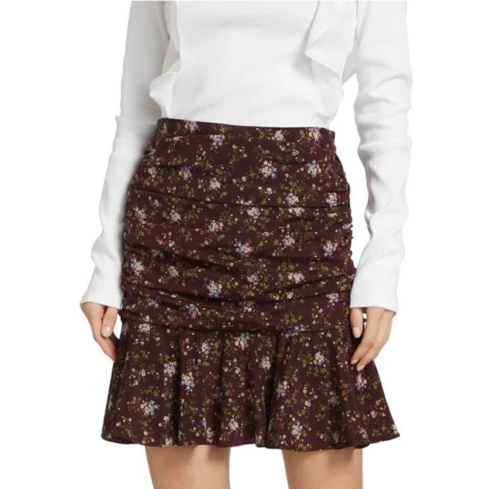 Veronica Beard Women Size 6 Taras Ruched Silk Mini NEW Skirt Floral Tiered Party
